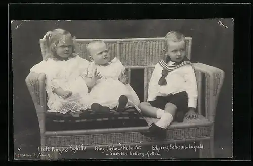 AK Prinzess Sybille, Prinz Dietmar Hubertus, Erbprinz Johann-Leopold von Sachsen-Coburg-Gotha
