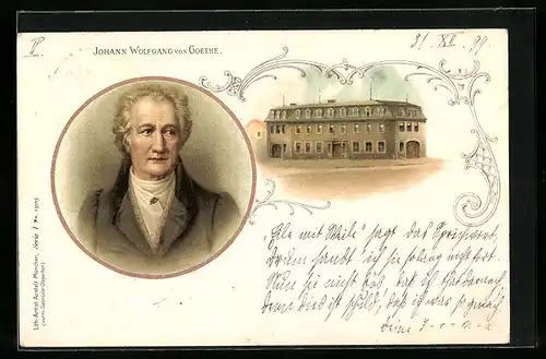 Lithographie Porträt von Johann Wolfgang von Goethe