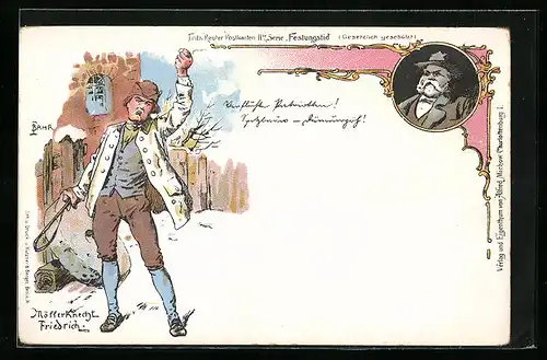 Lithographie Möllerknecht Friedrich aus Fritz Reuters Stromtid, Fritz Reuter