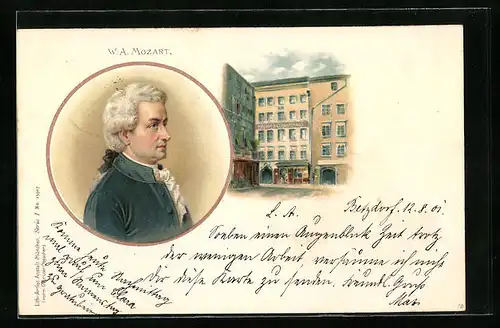 Lithographie Porträt des Komponisten W. A. Mozart