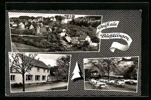 AK Buchklingen b. Weinheim, Gasthaus Grüner Baum mit Aussenbereich
