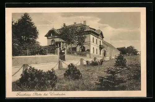 AK Wiesbaden, Forst- und Gasthaus Platte in der Strassenansicht