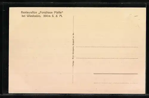 AK Wiesbaden, Forst- und Gasthaus Platte in der Strassenansicht