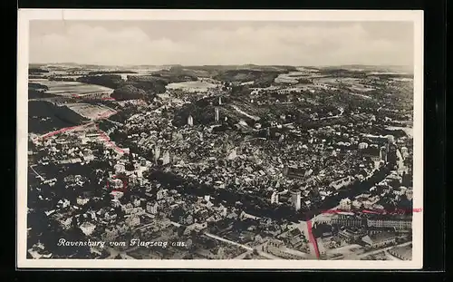 AK Ravensburg, Fliegeraufnahme des Ortes
