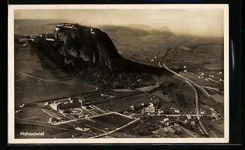 AK Hohentwiel, Fliegeraufnahme mit Bergpanorama