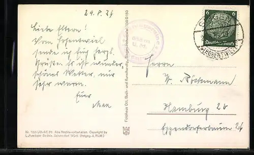 AK Hohentwiel, Fliegeraufnahme mit Bergpanorama