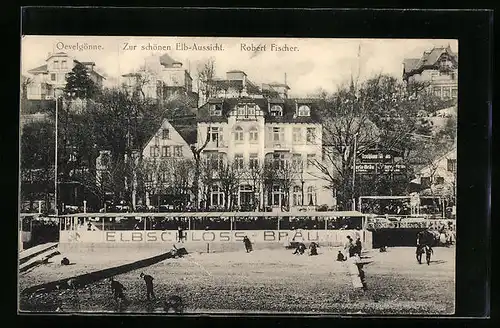 AK Hamburg-Övelgönne, Gasthaus Zur schönen Elb-Aussicht, Robert Fischer