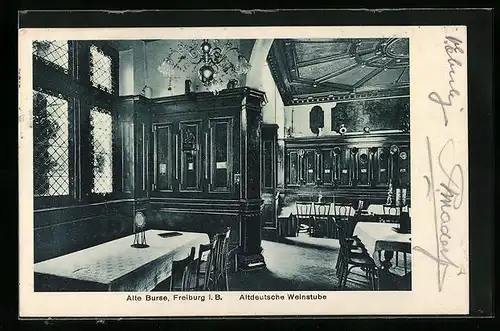 AK Freiburg i. B., Gasthaus Altdeutsche Weinstube, Alte Burse