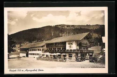 AK Oberjoch, Alpengasthof Löwen mit Terrasse