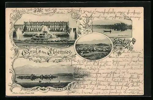 AK Prien a. Chiemsee, Herren-Insel, Kgl. Schloss, Frauen-Insel