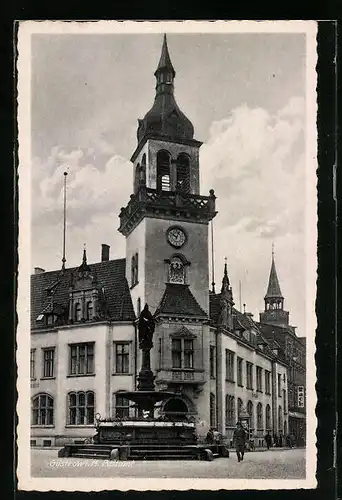 AK Güstrow, Postamt mit Brunnen