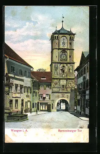 Relief-AK Wangen i.A., Sicht auf das Ravensburger Tor