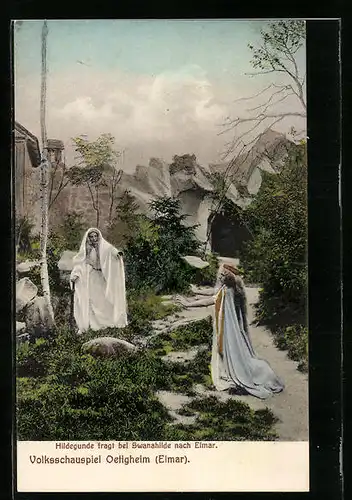 AK Oetigheim, Volksschauspiel, Hildegunde fragt Swanahilde nach Elmar