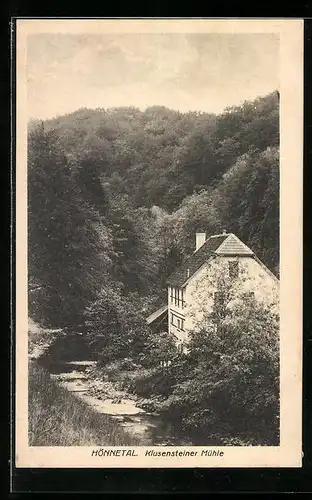 AK Hönnetal bei Lendringsen, Blick auf die Klusensteiner Mühle