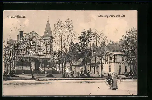 AK Gross-Besten, Genesungsheim mit See im Winter