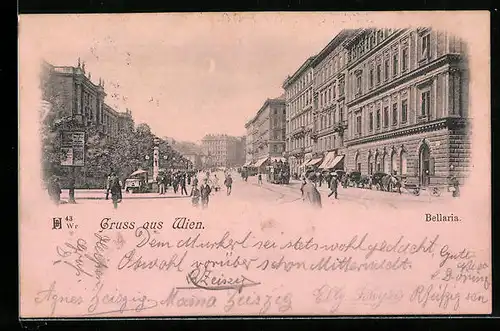 Mondschein-AK Wien, Strassenpartie mit Bellaria