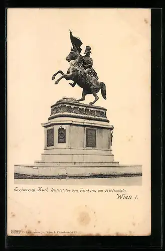 AK Wien, Erzherzg Karl-Denkmal, Reiterstatue von Fernkorn am Heldenplatz