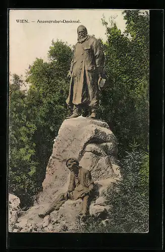 AK Wien, Ludwig Anzengruber-Denkmal am Schmerlingplatz
