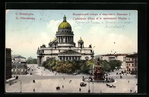 AK St. Pétersbourg, Cathedrale d`Isac et le monument Nicolas I.