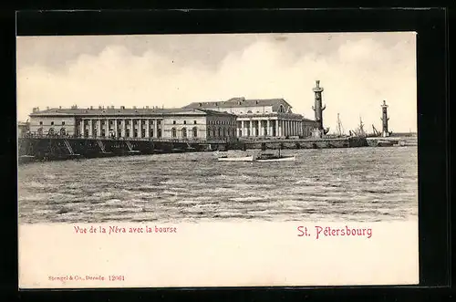 AK St. Pétersbourg, Vue de la Néva avec la bourse