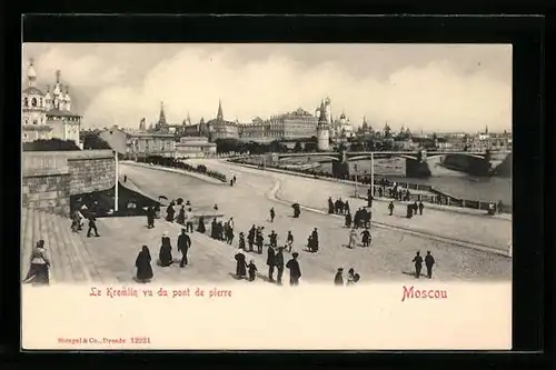 AK Moscou, Le Kremlin vu du pont de pierre