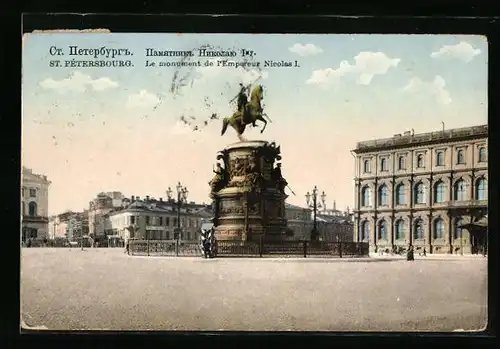 AK St. Pétersbourg, Le monument de l`Empereur Nicolas I.
