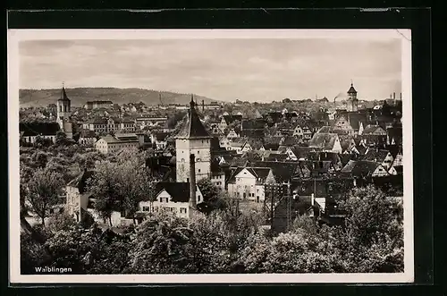 AK Waiblingen, Gesamtansicht aus der Vogelschau