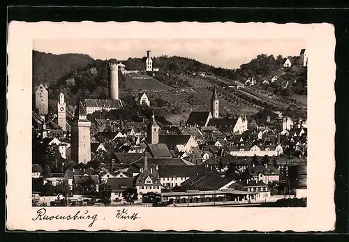AK Ravensburg, Ortsansicht aus der Vogelschau