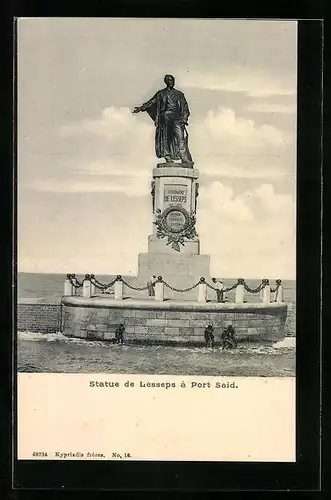AK Port Said, Statue de Lesseps