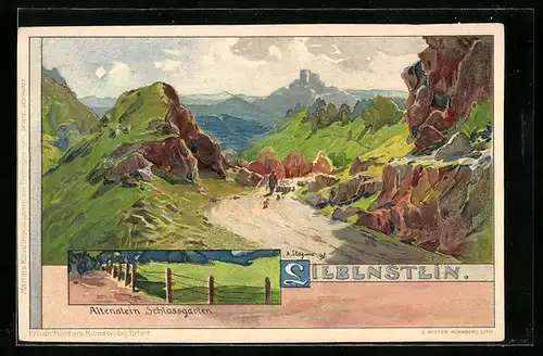 Künstler-AK Albert Stagura: Siebenstein, Altenstein Schlossgarten, Panorama