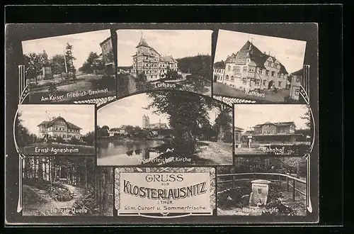AK Klosterlausnitz, Rathaus, Bahnhof, Ernst-Agnesheim
