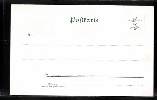 Lithographie Düsseldorf, Bahnhof, Cornelius-Denkmal, Rheinpartie mit Schiffbrücke