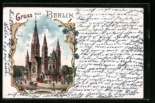 Lithographie Berlin-Charlottenburg, Kaiser Wilhelm Gedächtniss-Kirche