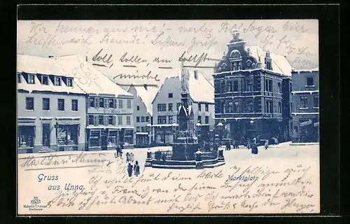 AK Unna, Marktplatz im Schnee