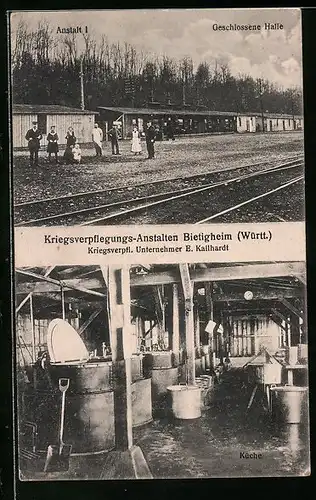 AK Bietigheim, Kriegsverpflegungs-Anstalten des Unternehmers E. Kallhardt, Küche