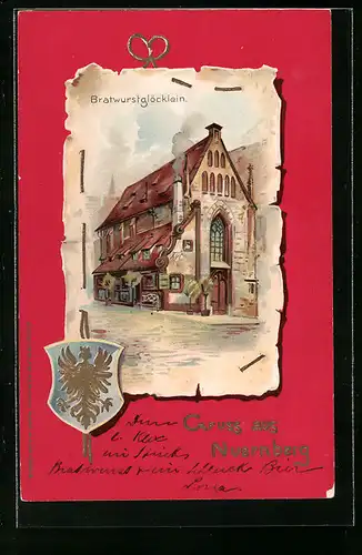 Präge-AK Nürnberg, Gasthaus Bratwurstglöcklein, Wappen