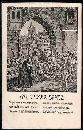 Künstler-AK Ulm, Der Ulmer Spatz