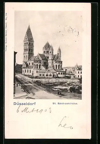 AK Düsseldorf, Blick zur St. Rochuskirche