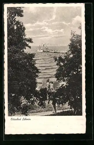AK Lubmin, Dampfer an der Seebrücke