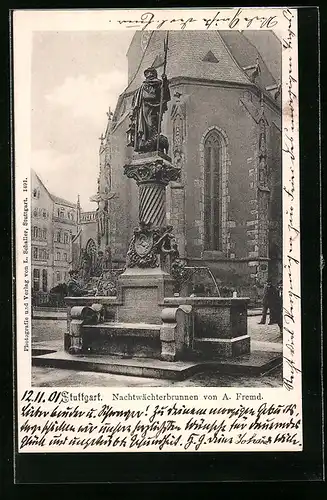 AK Stuttgart, Nachtwächterbrunnen von A. Fremd