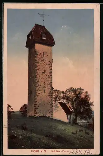 AK Horb a. N., Abendstimmung am Schütte-Turm
