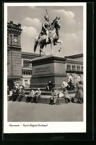 AK Hannover, Ernst-August-Denkmal, Treffpunkt Unterm Schwanz