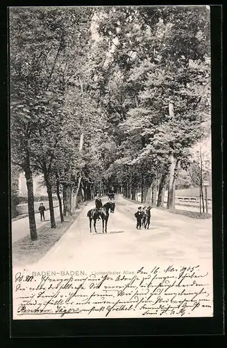 AK Baden-Baden, Lichtenthaler Allee mit Reiter