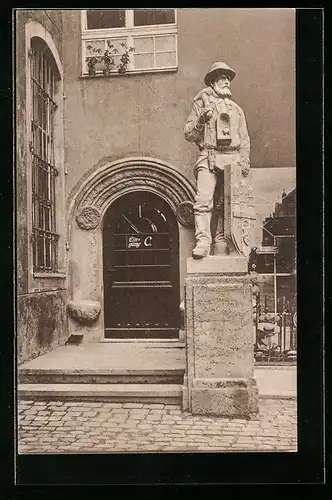 AK Freiberg i. Sa., Bergmannfigur am Rathaus