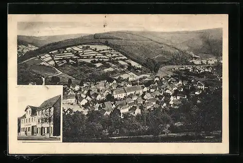 AK Schönau, Ortsansicht und Gasthaus zur Traube