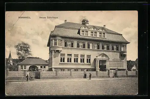 AK Wannweil, Neues Schulhaus mit Strassenpartie