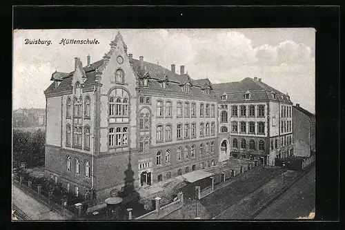 AK Duisburg, Hüttenschule mit Strassenpartie