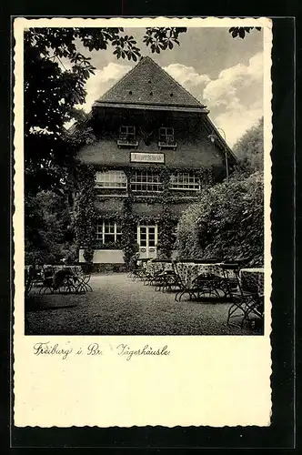 AK Freiburg i. Br., Gasthaus Jägerhäusle mit Garten