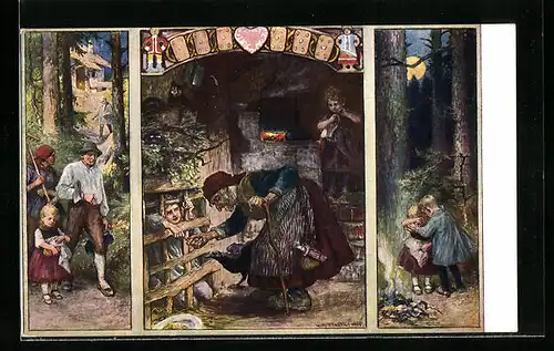 AK Szenen aus Grimms Märchen Hänsel und Gretel