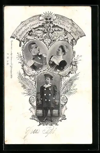 AK Fürst Albert und Fürstin Margarethe von Thurn & Taxis mit Erbprinz Franz Joseph